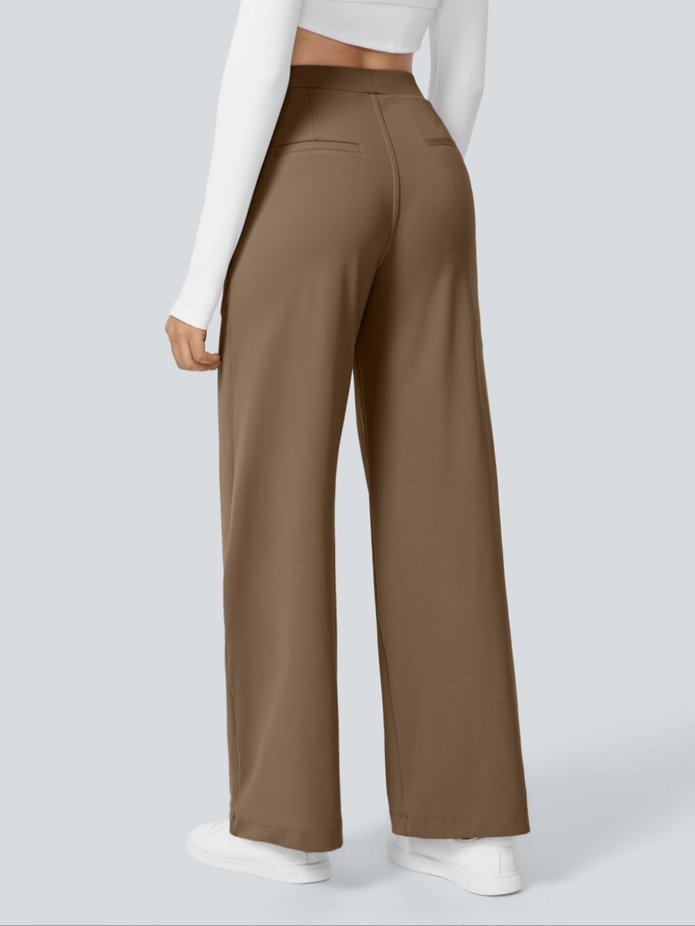 Halara Flex™ DayStretch High Waisted Pocket Straight Leg Work Pants (Sepia)